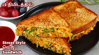 15 நிமிடத்தில் சுடசுட வெஜ் Sandwich😋👌  Veg Sandwich  Street Style Vegetable Sandwich [upl. by Pru159]