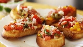 Simple Delicious Cheesy Bruschetta amp Cheesy Garlic Bread [upl. by Aliemaj610]