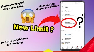 YouTube watch later not working  Maximum playlist size exceeded  Unavailable videos are hidden [upl. by Aleak38]