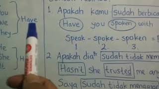 ILMU DASAR BAHASA INGGRIS PELAJARAN YANG MENJELASKAN KATA SUDAH DAN VERB 3 [upl. by Mcleroy725]