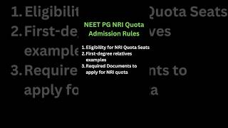 NEET PG NRI Quota Admission Rules [upl. by Selohcin479]