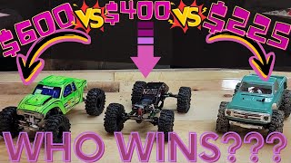 Big Money Mofo and Furitek Scx24 crawler head to head with an Amazon build and 100 upgraded scx24 [upl. by Phippen]