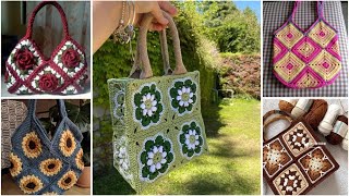 Crochet multicoloured flower pattern bagshoulder baghandbag designs [upl. by Storfer549]