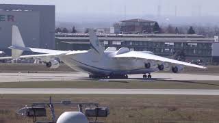 Antonov An225 Mriya die Landung am 06042018 LeipzigHalle Flughafen [upl. by Ibbison]