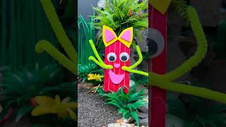 DIY Halloween Cat Monster 🎃🐱  Easy Wooden Stick Craft for Kids diy craft craftyfun kids [upl. by Lasky]