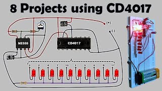 CD4017 IC Projects  LED Chaser Circuit Diagram [upl. by Nomal]