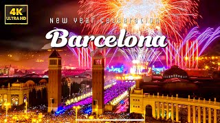 Barcelona New Year Celebration 2024 4k happy new year 🎆🎈🎊 [upl. by Fabrienne178]