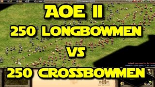 ◀ Age Of Empires II  250 crossbowmen vs 250 longbowmen [upl. by Jolee883]