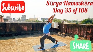 108Day SURYA NAMASKAR with Mantra YOGA Day 35 Patanjali Yogasutras 1114 yoga health mantra [upl. by Ebeohp]