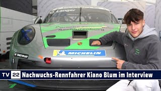 MOTOR TV22 NachwuchsRennfahrer Porsche Carrera Cup Deutschland Kiano Blum im Interview [upl. by Yroj]