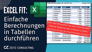 Formatierungen und Berechnungen in ExcelTabellen durchführen Summe Mittelwert Min Max [upl. by Repinuj]