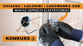 Montaż gniazd łączników przycisków ładowarki USB [upl. by Anitra]