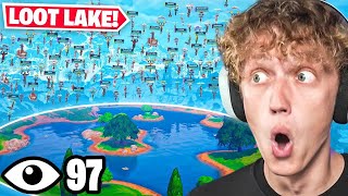 100 Players Land At LOOT LAKE In Fortnite INSANE [upl. by Kaleb]