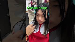 Curtain bangs cutting technique 💇‍♀️shortvideo hairstyles haircuts hair [upl. by Otrebogir475]