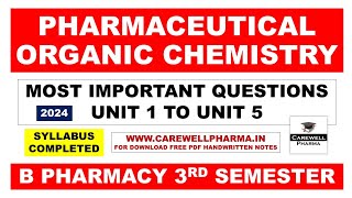 Most Important Questions of Pharmaceutical Organic Chemistry 2  B pharma 3rd sem  Carewell Pharma [upl. by Past]