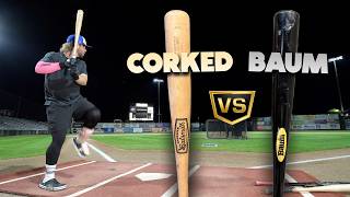 CORKED BAT vs BAUM BAT  Wood Baseball Bat Review [upl. by Roer]