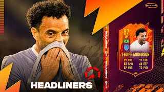 87 HEADLINERS FELIPE ANDERSON PLAYER REVIEW  FIFA 22 Ultimate Team [upl. by Mora]