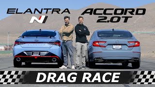 2022 Hyundai Elantra N vs Honda Accord 20T  DRAG amp ROLL RACE [upl. by Anitap]