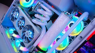 The ALL WHITE Custom Water Cooled RGB Gaming PC Build [upl. by Alroi]