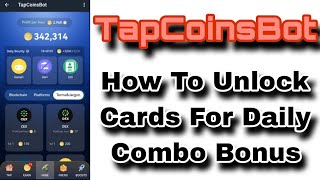 TapCoinsBot  Daily Combo Cards Unlocked  Date 30 June 2024 [upl. by Nwahsit203]