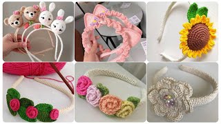 Easy Crochet Hairband ideas for girlsCrochet Hairband collection 2024 [upl. by Adnohs]