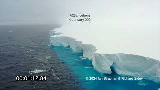 Iceberg A23a  Drone footage of the largest iceberg on earth eroding in the Southern Ocean [upl. by Nednarb]