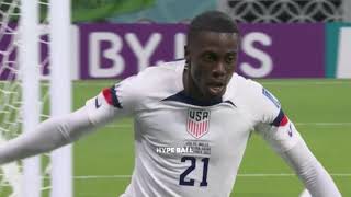 Timothy Weah GOAL  WALES VS USA 01  WORLD CUP 2022 [upl. by Lanor]