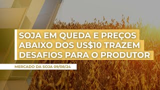 Soja em queda e preços abaixo dos US10bushel em Chicago traz cenário desafiador para o produtor [upl. by Annayehc]