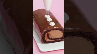 shorts Easy and Quick Chocolate Roll Cake Decorating Idea [upl. by Ayadahs]