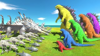 Thunder Godzilla Of Evolution VS White Team  Animal Revolt Battle Simulator [upl. by Risteau]