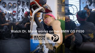 Watch Dr Maral work on her beloved BMW GS F650  HANDSDOWN workshop experience  Pathpavers [upl. by Hutner]