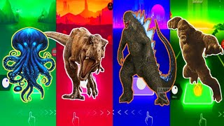 🦖JurassicWorld The Kraken🆚The Tyranosaurus🆚The Gozilla🆚The KingKong Coffin Dance Song Tiles Hop [upl. by Aneekahs]