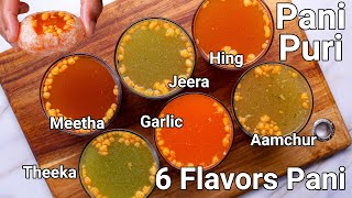 6 Flavours of Pani for Pani Puri Recipe  Chatpata Street Style  Gol Gappe Ki Pani  6 Ways [upl. by Craggie339]