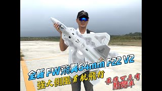 強側風中首航飛行 FREEWING 飛翼 64mm F22 V2 PNP版 竹田飛行場四趟飛行  最後還有大家最喜歡看的點閱率 [upl. by Melburn]