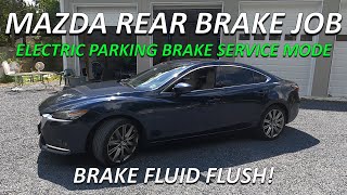 Mazda Rear brake replacement WITH ELECTRONIC parking brakes [upl. by Colvert]