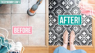 How to Paint Floor Tiles with a Stencil  The DIY Mommy [upl. by Otiv]