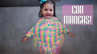 PONCHO TEJIDO A CROCHET PARA NIÑAS paso a paso ✅ [upl. by Kym]