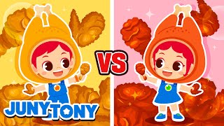 Fried Chicken vs Seasoned Chicken 🍗  VS Series  Food Song  Funny Kids Songs  JunyTony [upl. by Airym]