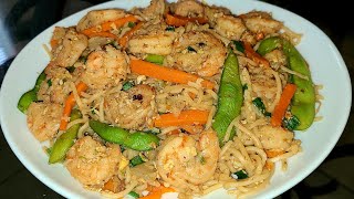 Homemade Shrimp Lo mein  Seafood chow mein [upl. by Inahc]