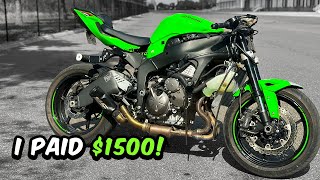 Wheelies On A Stock Ninja Zx6r  Broke More Parts [upl. by Tomasine]