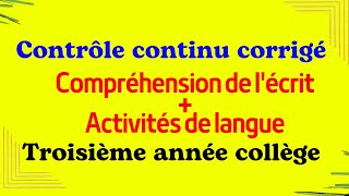 Correction du contrôle continu n°1 compréhension de lécritlangue 3AC [upl. by Philine]