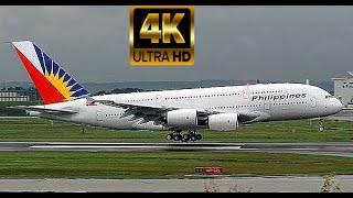 4K FBW Philippine A380800  Foggy Clark Landing RPLC20 [upl. by Boar]