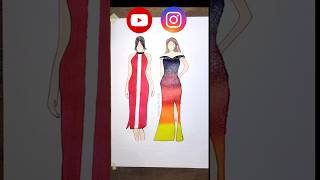 Youtube vs Instagram dress design creativesatisfyingart fashionart [upl. by Piero]