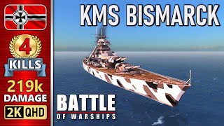 BATTLE OF WARSHIPS ⚓ BISMARCK  4 KILLS  219k DAMAGE 💥 [upl. by Calder644]