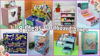 8 SIMPLE DIY ORGANIZERS FROM CARDBOARD BOXES HANDMADE CRAFT FROM CARDBOARD BOXES [upl. by Ecinrev367]