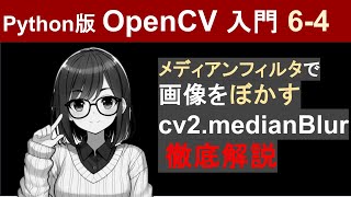 【OpenCV】cv2medianBlur（メディアンフィルタ）で画像をぼかしてノイズ除去する方法【Pythonで画像処理入門64】 [upl. by Labotsirc]