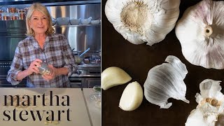 Martha Shares Her New and Improved Method for Peeling Garlic  Cooking Tips  Martha Stewart [upl. by Enialb]