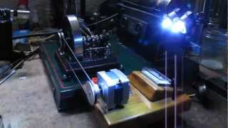 Doll 3651 Steam Engine running a Psantama generator  white LEDs [upl. by Saideman]