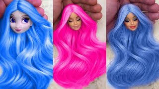 Disney Princess Doll Makeup  DIY Miniature Ideas for Barbie  Wig Dress Faceup and More DIY [upl. by Nabois]