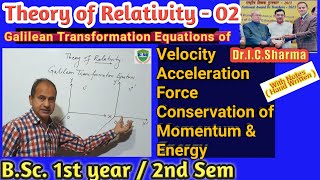 Galilean Transformation Equations for Velocity  Special Theory of Relativity for BSc 1st [upl. by Ytteb]